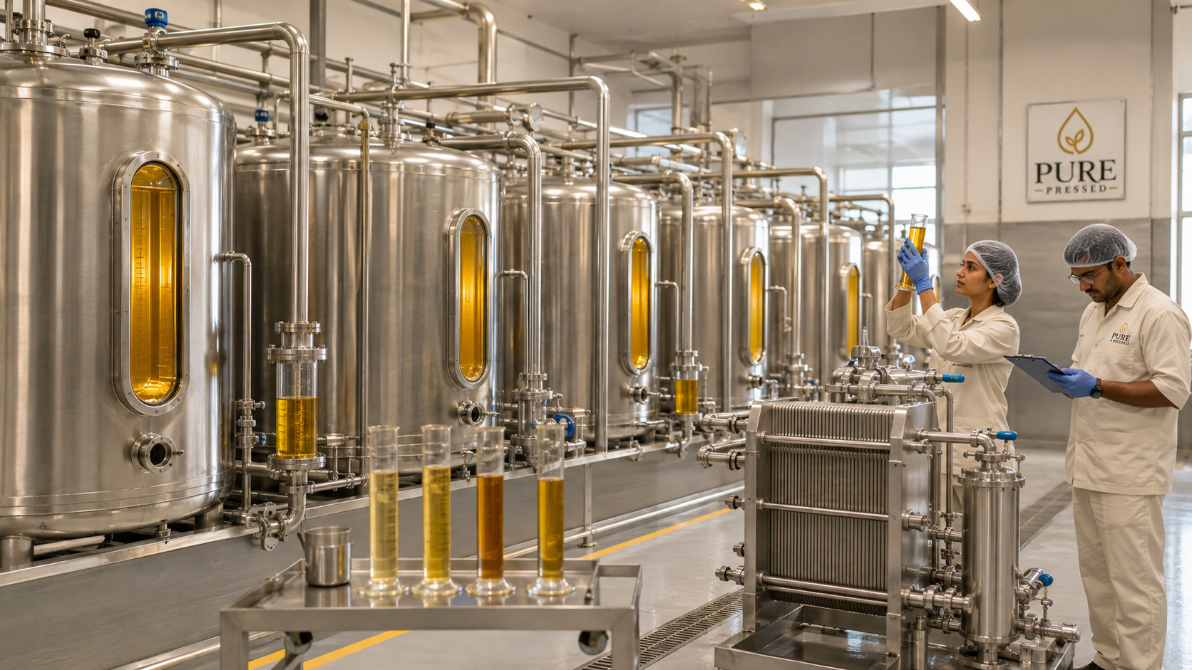 Golden Pure Pressed oil settling and filtration area